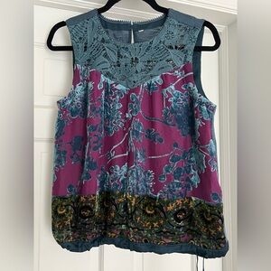 Anthropologie Velvet Pattern Sleeveless Blouse